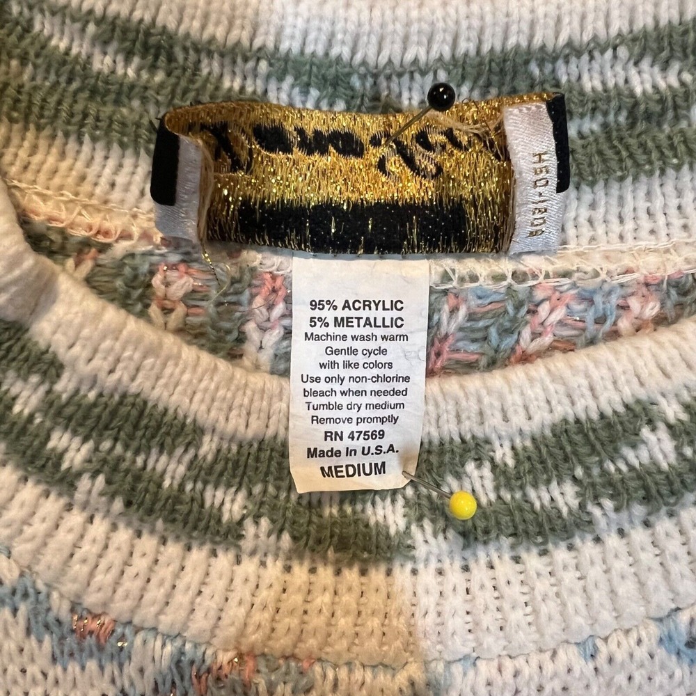 Vintage‎ Women's Ornate Cottage Core Floral Shabby Chic Feminine Sweater Medium - Picture 5 of 11